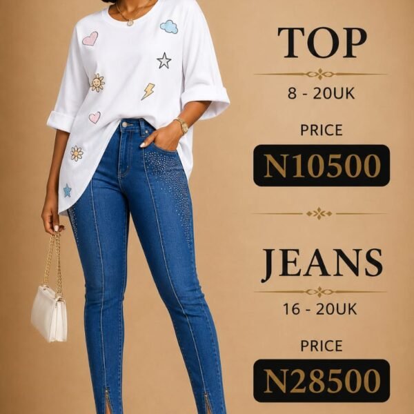 Stoned Pocket Zip Detail Jeans