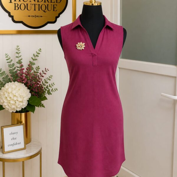 Linen shirt dress, Plum