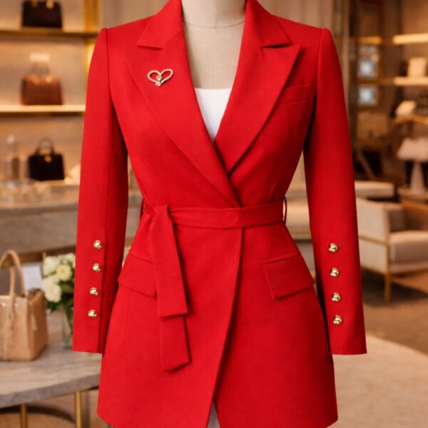 Button sleeve blazer, Red