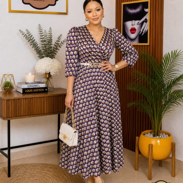 Fit & flare geo print gown
