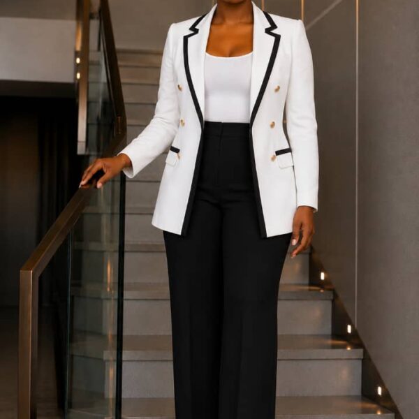 White Detail Blazer, White
