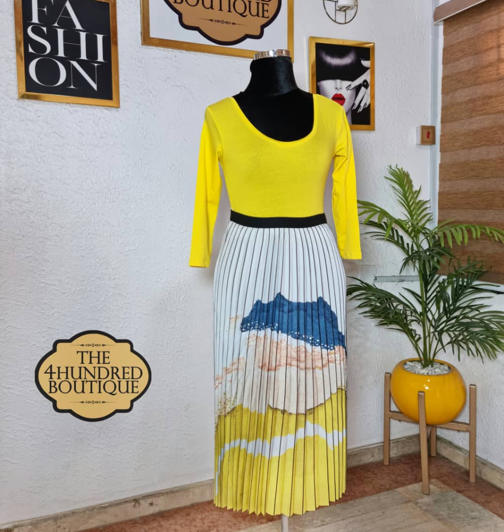 Pleated Skirt, Yellow Nature – The 4hundred Boutique