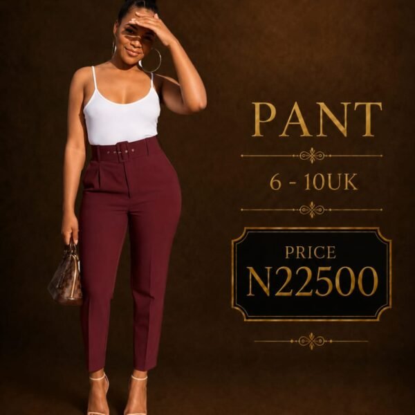 Belted Peg Leg Pant, Wine