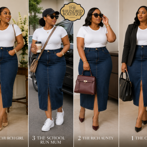 Jeans Skirt, Deep Blue Slit (Calf Length)