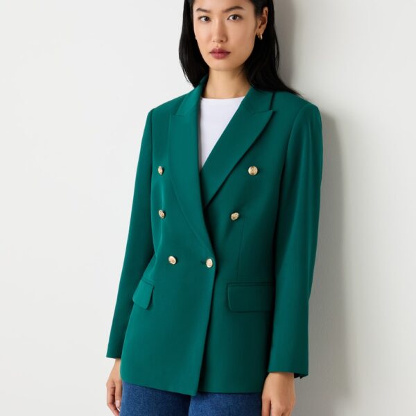 Plus Double Breasted Blazer, Green