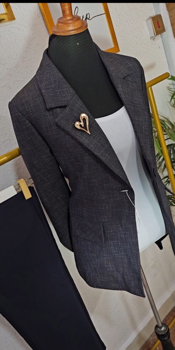 Plus Luxury Detail Plaid Blazer, Navy