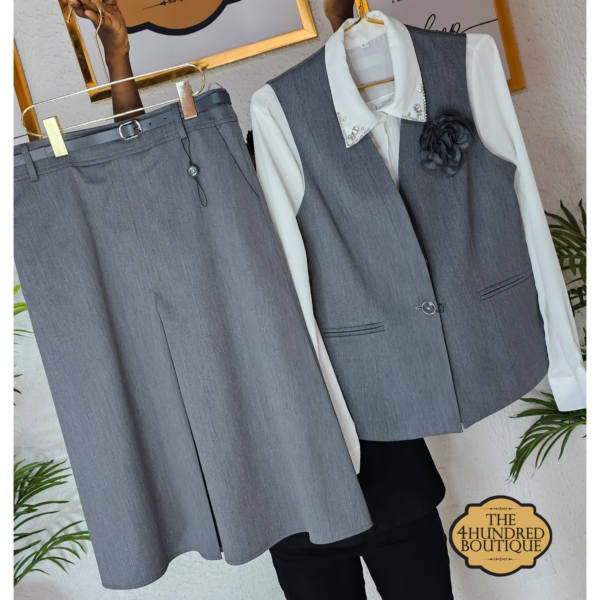 Skirt Vest Set, Gray