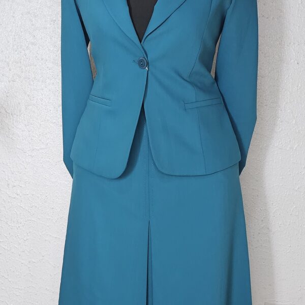 Single Pleat Skirt Suit Set, Green