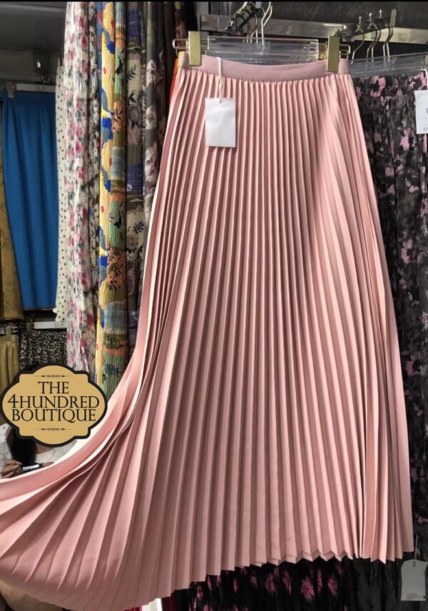 Solid Colour Pleated Skirt, Peach