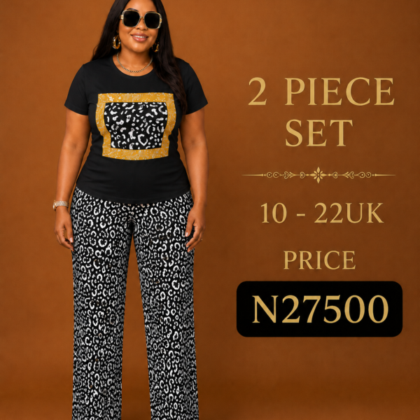 Plus T-Shirt Palazzo Pant, Black