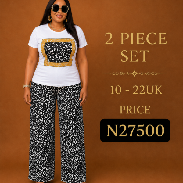 Plus T-Shirt Palazzo Pant, White