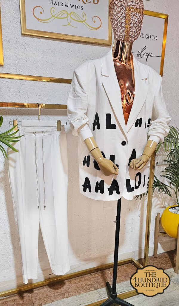 Linen Lettered Blazer