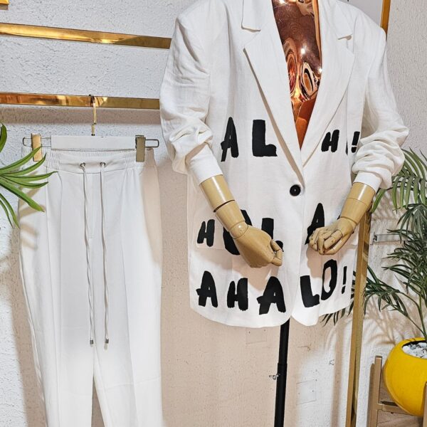 Linen Lettered Blazer