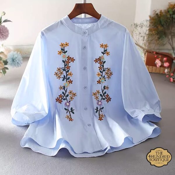 Floral Long sleeve Shirt, White