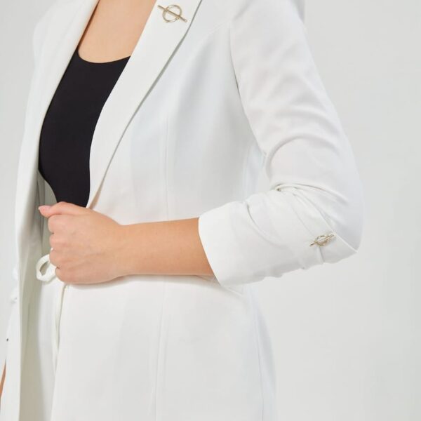 Plus Peak Lapel Detail Blazer, White