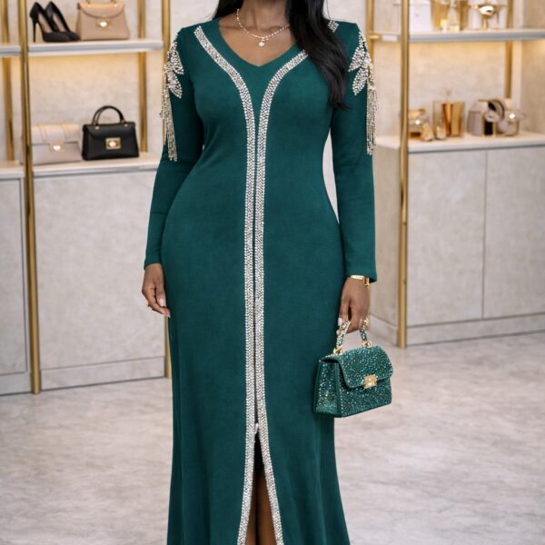 Embellished Maxi Dress, Green