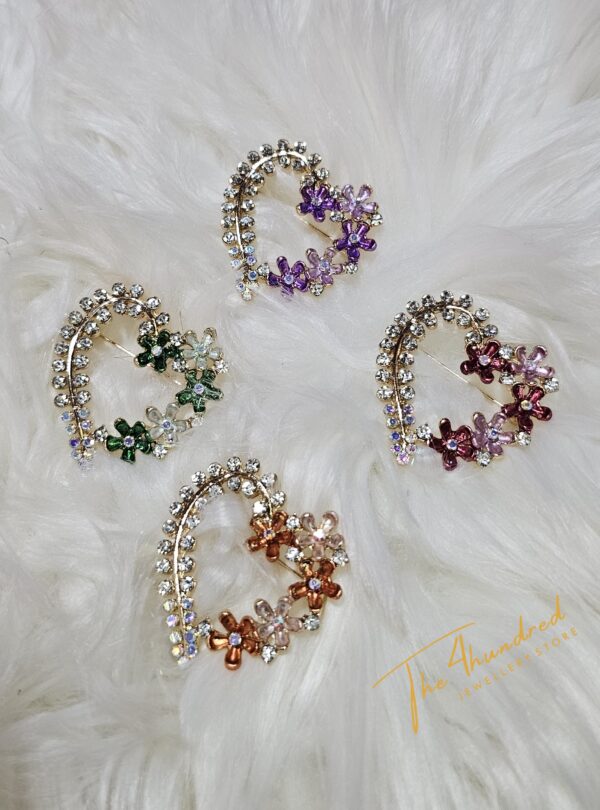 Embellished Heart Shaped Brooche, Pink
