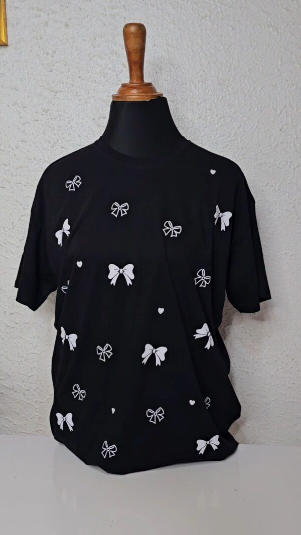 Bow Print Tee Shirt, Black