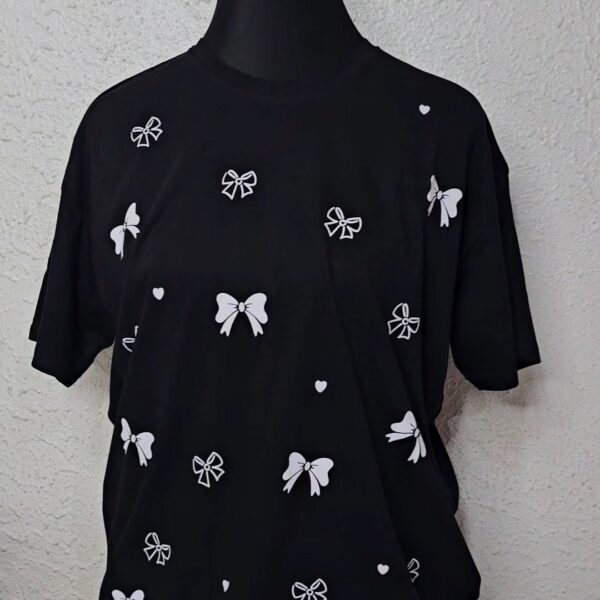 Bow Print Tee Shirt, Black