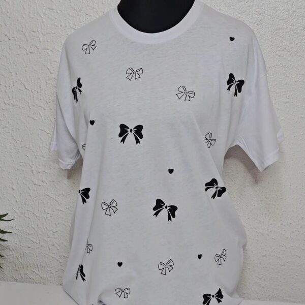 Bow Print Tee Shirt, White