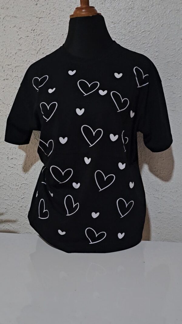 Heart Print Tee Shirt, Black