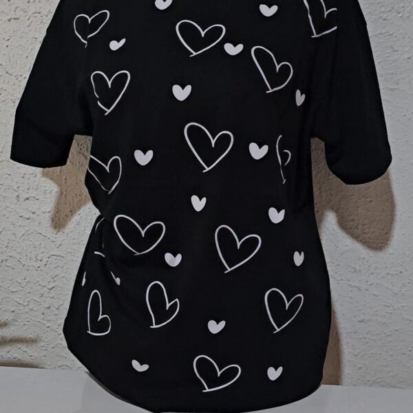 Heart Print Tee Shirt, Black
