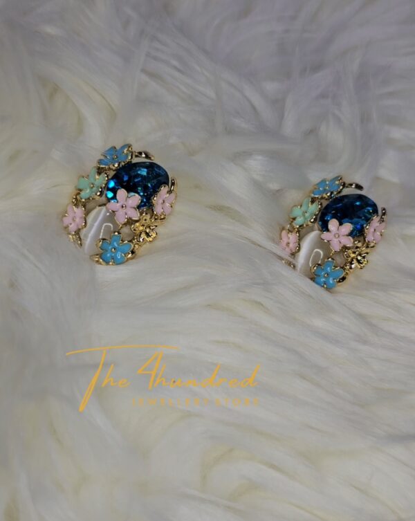 Blue & White Floral Stud Earring