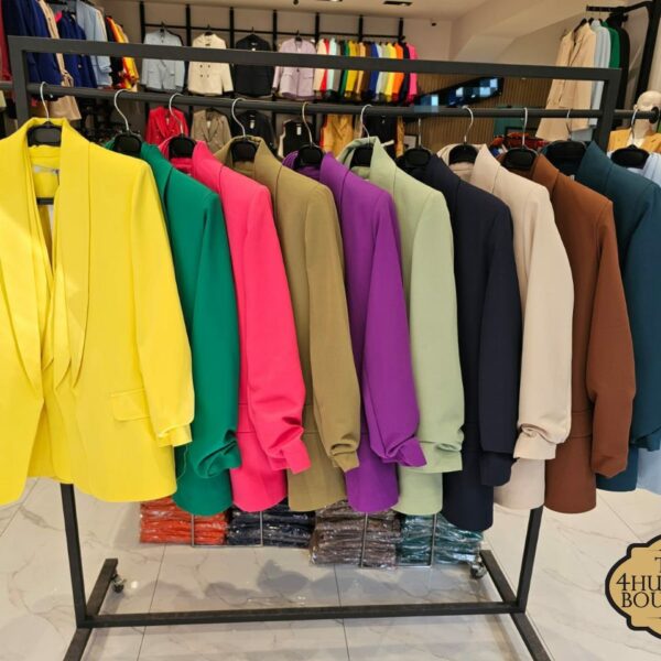 Plus Slimfit Ruched Sleeve Blazer, Yellow