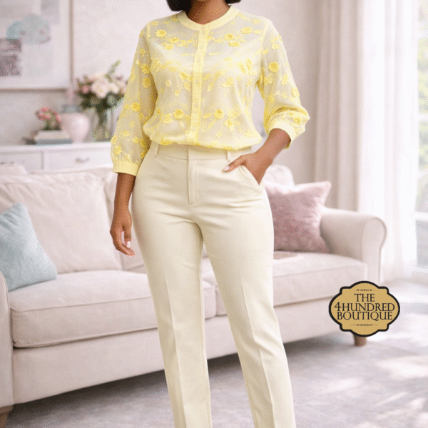 Floral Embroidered Shirt, Yellow