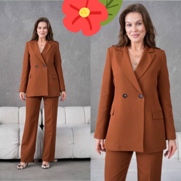 Plus Classy Double Breasted Blazer, Brown