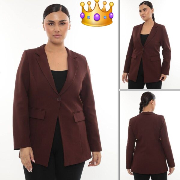 Plus Single Button Midi Blazer, Coffee