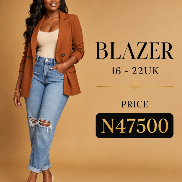 Plus Classy Double Breasted Blazer, Brown