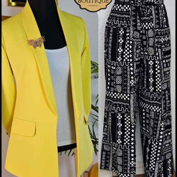 Tribal Patterned Classic Pant, Black