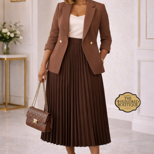Plus Turn-Up Sleeve Blazer, Brown