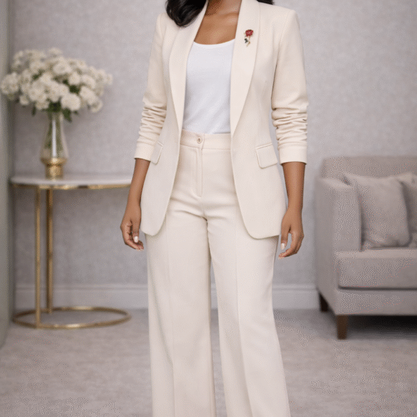 Slimfit Ruched Sleeve Blazer, Cream