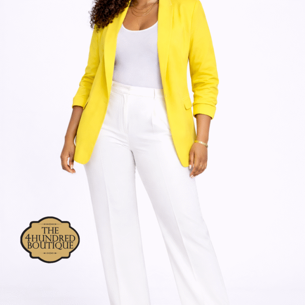 Plus Slimfit Ruched Sleeve Blazer, Yellow