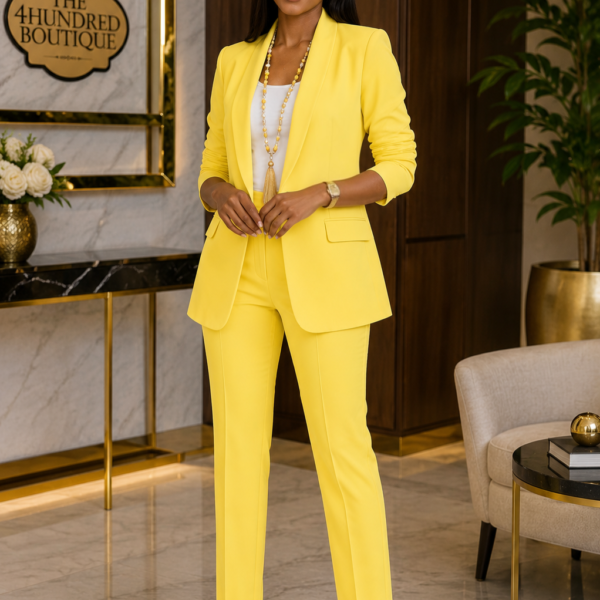 Plus Slimfit Ruched Sleeve Blazer, Yellow