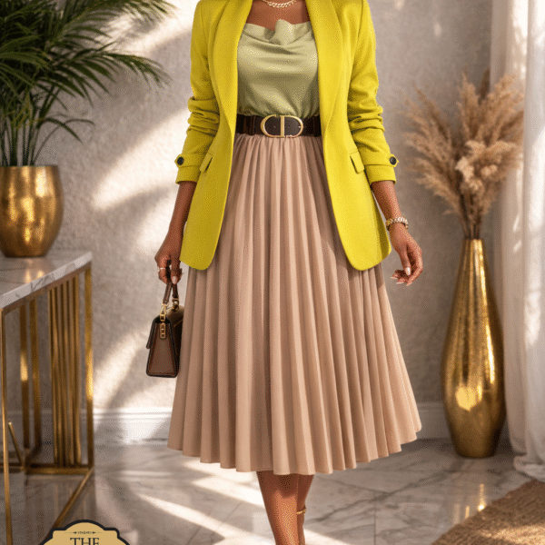 Ruched Cuff Detail Blazer , Mustard