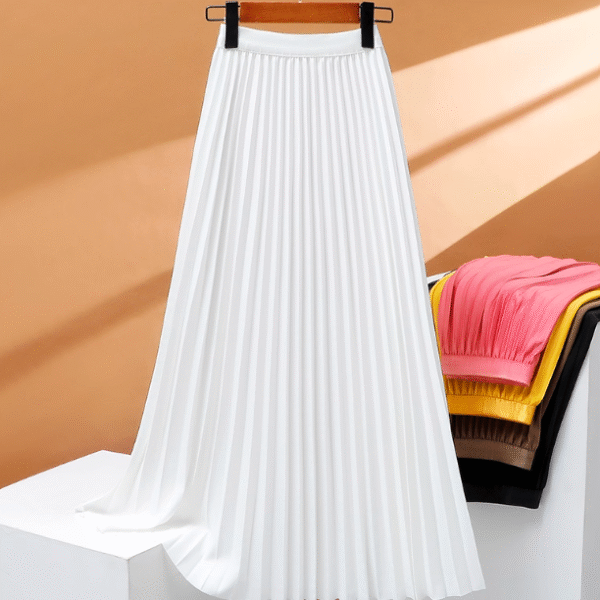 Solid Colour Pleated Skirt, White
