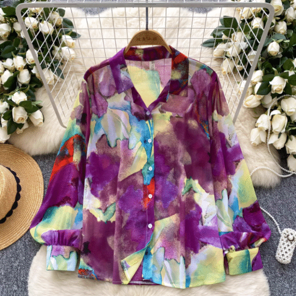 Chiffon Shirt, Purple and Yellow