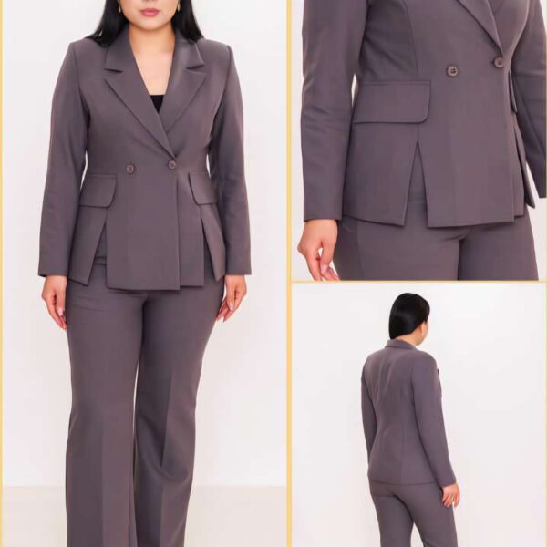 Plus Slit Suit Set, Gray