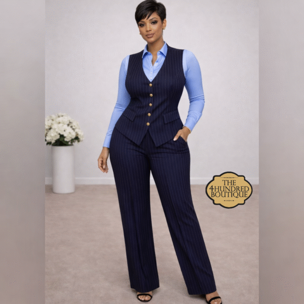 Plus Striped Vest Set