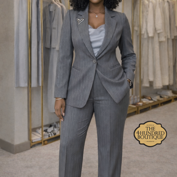 Pin Stripe Suit Set, Gray