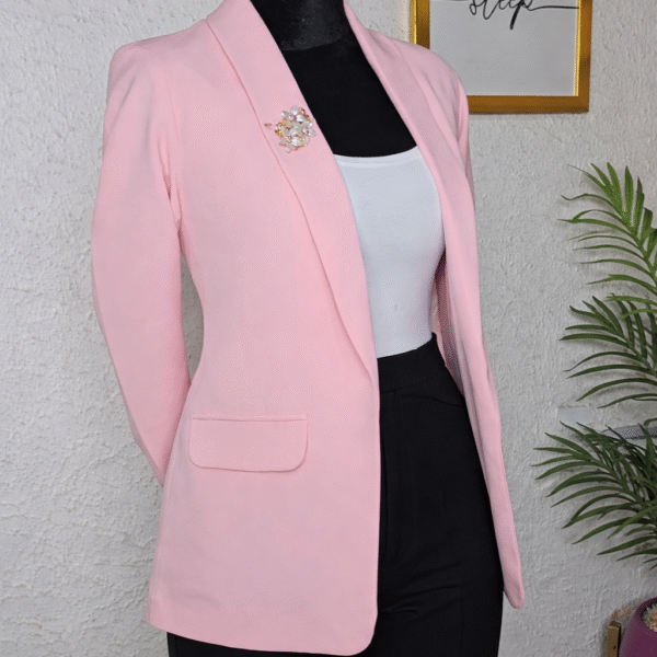 Shawl Collar Blazer, Baby Pink {No Button}