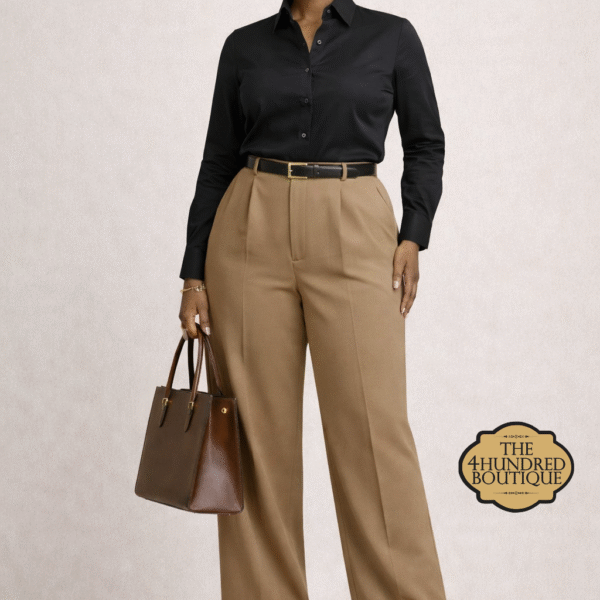 Plus Long Sleeve Office Shirt, Black