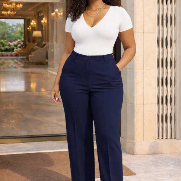 Plus Lengthy Wide Leg Pant, Navy