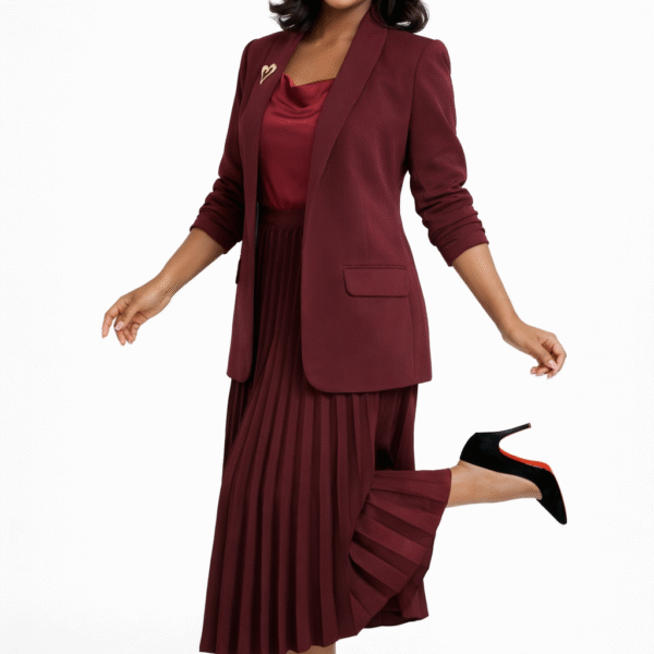 Plus Slimfit Ruched Sleeve Blazer, Wine