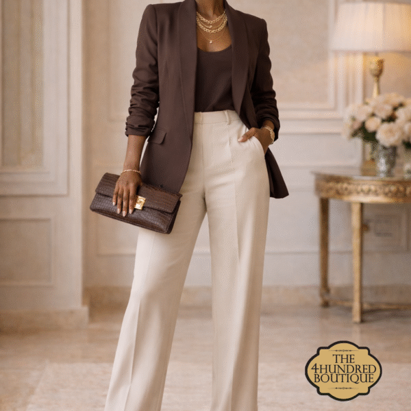 Plus Slimfit Ruched Sleeve Blazer, Chocolate Brown