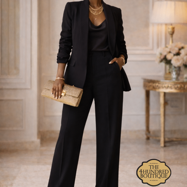 Slimfit Ruched Sleeve Blazer, Black