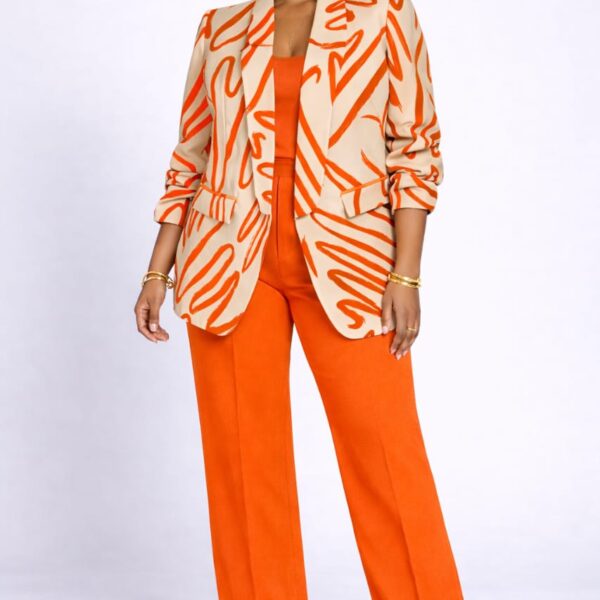 Scribble Blazer, Nude/Orange